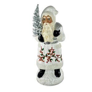 Ino Schaller Bayern German Papier Mache Santa Mistletoe White Holly Berry 9.25"